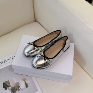 MIFEI | Bow Soft Bottom Ballet Flats Silver