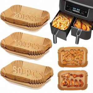 50-200pcs Large Rectangle Air Fryer Disposable Paper Liner Nonstick Airfryer Parchment Special Baking Paper Roasting Baking Mat