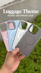 LUGGAGE Corrugated Strip Matte Magsafe Magnet PC TPU Phone Case for iPhone 16 Pro Max 15 Pro Max Non Yellowish Shockproof Case Cover Casing