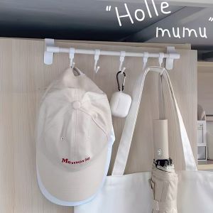 No-Drill Long Row Hook Dormitory Storage Genius Bag Organizer Mobile Clothes Hanger Invisible Door Back Storage Rack