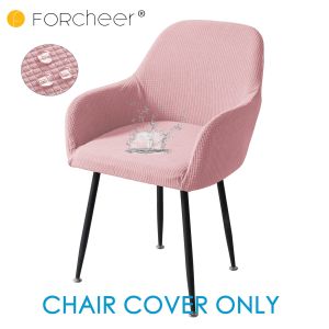 FORCHEER Curved Water Resistant Jacquard Chair Cover Stretchable Elastic Net Red Make-up Chair Slipcover Dressing Chair Cover For Dining Room Washable Non-slip(1 Piece)