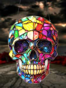 Sugar Skull -8-inch x 6-inch style pendant suitable for family gardens - perfect for Day of the Dead and holiday celebrations