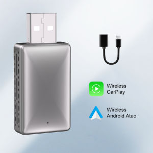 NEWEST Carplay Android Auto 2in1 Wireless Adapter Carplay Wireless Adapter for OEM Car with USB Plug and Play Wired To Wireless