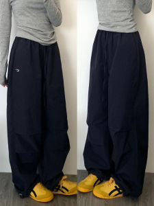 American Retro Cargo Pants Womens Casual Sports Pants Loose BF Idle Style Mop Wide Leg Pants Parachute Long Pants