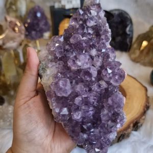 [NO COD] Raw Brazil Amethyst Cluster #2 - Black Metal Stand Included