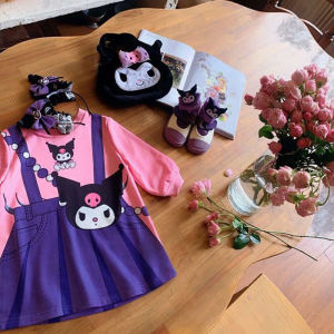 Kuromi Long Sleeve Dress Cartoon Cute Sweatshirt Dress for Girls Spring Autumn New Style Kids Fashion Clothing Milk Silk Fabric