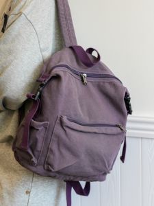 Japanese Style Canvas Small Backpack Womens Harajuku Solid Color Double Shoulder Bag Korean Version College Students Trendy Travel Bag