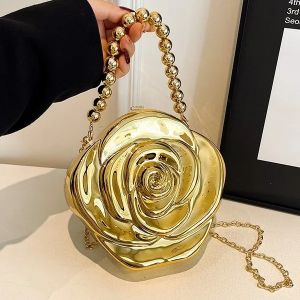 Luxury Acrylic Evening Case Bag for Women Fashionable Flower Shaped Elegant Handbags Beads Chain Shoulder Cross body Party 2025