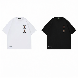 FINGERCROXX | American Pattern Ins Wind Niche Cotton T-Shirt White Short Sleeve
