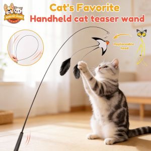 Interactive Cat Teaser Wand Toy Swallow Design With Bell Feature Cat Stick Flexible Wire Cat Toy