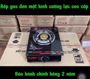 Bếp gas đơn FUJISHI FR-268N Mặt kính cường lực lửa xanh tiết kiệm gas Bảo hành 2 năm