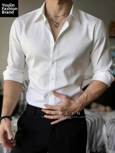 YOULIN | White Business Casual Shirt