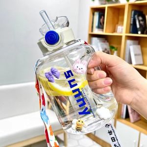 Summer Suction Straw Cartoon Childrens Plastic Cup