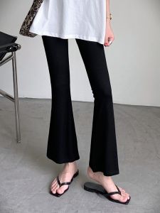 Ultra Slimming Soft Black Pants High Waist Flared Womens Casual Trousers Pure Color Comfortable Elastic Modal Fiber