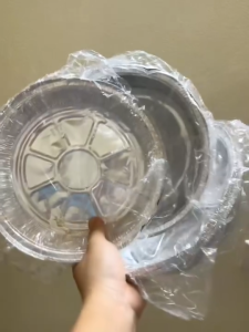 100 Khay đĩa giấy bạc lót nồi chiên không dầu bát bạc tiện lợi nướng đồ ăn size 22 cm