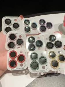 2-3Pcs Blue Metal Glitter Diamond Camera Protector For 17 14 15 16 Pro Max Plus Back Lens Protective Glass For IPhone 13 12 Mini