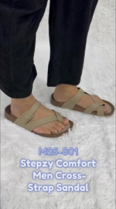 [NEW] Stepzy Comfort Men Cross-Strap Sandal M25-801 (Beige Black)