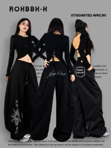 American Hip-Hop Style Black Loose Wide Legged Womens Trousers