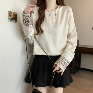 AIYITI | Chinese Style Embroidered Blouse Spring Long Sleeve Chiffon Shirt