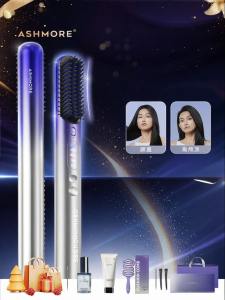 ASHMORE Negative Ion Wireless Portable 2-in-1 Styling Comb & Curling Iron