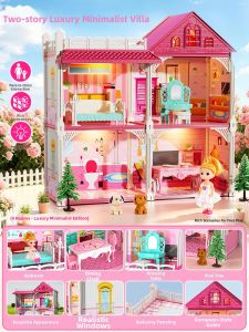 BABYSHOME | Birthday Gift Princess Castle Dollhouse for Girls 6 Years Old