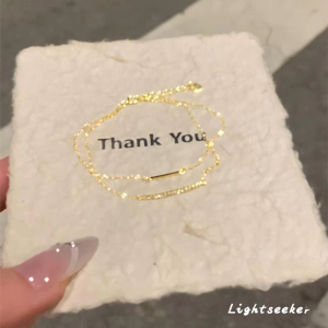 S925 Sterling Silver Double Layered Ultra-Thin Flashing Bracelet for Women High-Value Luxury Unique Elegant Sensation Stylish Accessory