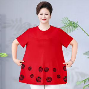 plus Size Maternity Summer Top Short Sleeve Thin Belly Covering Fashionable Mid-aged Womens T-shirt Large Size 2023 New Style