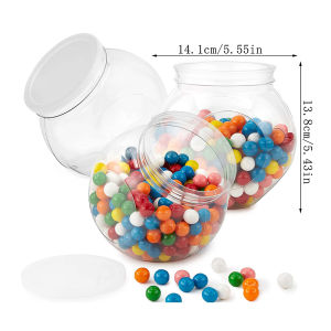 1Pc Candy Jar with Lid Plastic Clear Cookie Storage Container Wide Mouth Canister for Candy Snacks Cereal Jelly Dry Food