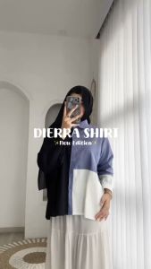 DIERRA SHIRT - FLOTTILICIOUS / Kemeja Atasan Wanita Big Size OverSize Two-Tone Pocket Terbaru Korean Style Casual Outfit Cewek
