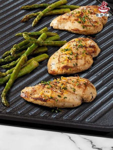 จานย่างสองด้านแบบหนาสำหรับเตาแก๊สแบบคาร์บอนไดออกไซด์ จานย่างสำหรับย่างเนื้อ 26 นิ้ว สำหรับใช้ในบ้านและในร้านอาหาร