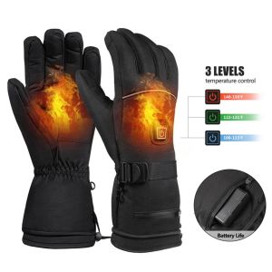 Heated Motorcycle Gloves Winter Moto Heated Gloves Warm Waterproof For Snowmobile Heating Thermal Gloves