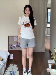 Quần Short Thể Thao Mỏng Màu Xám Rộng Rãi Mùa Hè Cho Nữ Quần Dài Đến Mắt Cá Chân Thường Ngày Quần Áo Công Sở Phong Cách Hàn Quốc