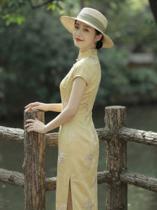 Elegant Retro Fitted Short Sleeve Cheongsam Dress