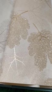 Wallpaper Dinding Daun Daun Mapple Gold Hijau Hitam Putih Silver