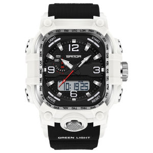 Sanda | SANDA Top Luxury Mens LED Watch Luminous Calendar Week Display Rectangle Electronic Silicone Strap Quartz Mens Wristwatch