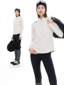 Sufure Fluffy Air Velvet Half Zip Short Womens Sweatshirt Slim Sport
