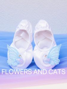 Elegant Purple Rose Soft Bottom Ballet Dancing Shoes for Girls Youth Ballet Special Dance Shoes Floral Cat Brand 240307