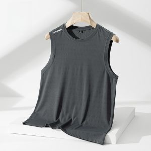 ROMON | Lormen Mens Ice Silk Vest Summer Thin Quick Dry Mesh Sleeveless T-shirt Hurdle Sports Base Sweat Shirt Fashionable Urban Style