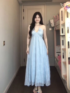 Xzy/Xin Zhengyan Plus Size Ladies Vacation Style Exquisite Plaid Sling Dress Womens Summer Open Back Beautiful Fairy Dress