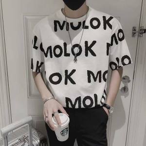 Summer thin section 2022 new personality niche design half-sleeved short-sleeved mens fashion brand all-match slim top