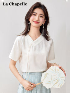 La Chapelle New Chinese Style Short Sleeve Shirt Womens Fashionable Versatile Design Sense Top for Summer 2025 Commute