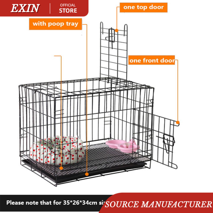 Dog Cage Heavy Duty with Poop Tray Pet Collapsible Cage Foldable Pet