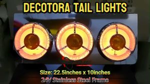 1 Pair (2 Pcs)- CLEAR/YELLOW DECOTORA BULB/LED Type STAINLESS FRAME 24V Tail Light 10w/Dump Truck