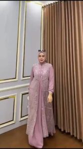 Renata Dress Ceruty Mix Brukat Gamis Wanita Model Terbaru 2024 Remaja Dress Wanita Kondangan Elegan