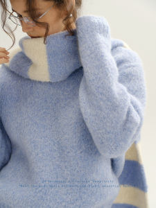 Womens Alpaca Blend Round Neck Loose Sweater