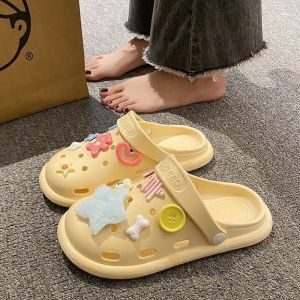 Giày Lười Đế Dày Chống Trượt Mùa Hè Cho Học Sinh Giày Đi Biển Giày Lười Đế Bằng Đế EVA Có Thể Tháo Rời Giày Lười PVC