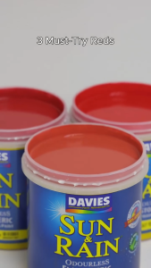 Davies Sun & Rain Elastomeric Paint 100% Acrylic 84 Colors Odorless Water Based 1L Reds & Pinks