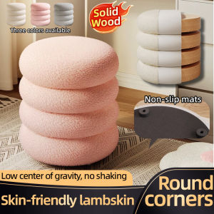 【SG Local Seller】Upgrade Lamb Velvet Dressing Vanity Sofa Stool Chair Living Room Round Small Household Shoes Changing Stool 毛绒化妆凳
