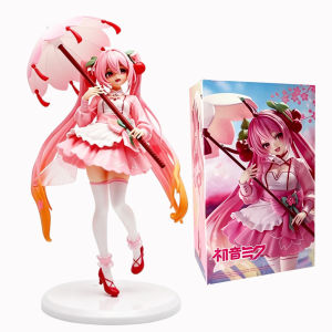 Bandai | Hot Anime Figurine 19/23cm Hatsune Standing Posture Umbrella Cherry Blossoms Cute Action Model Pvc Toy Collection Gifts In Stock