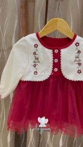 Gaun Merah Import Dress Midi Anak Perempuan Baju Pesta Anak Cewek